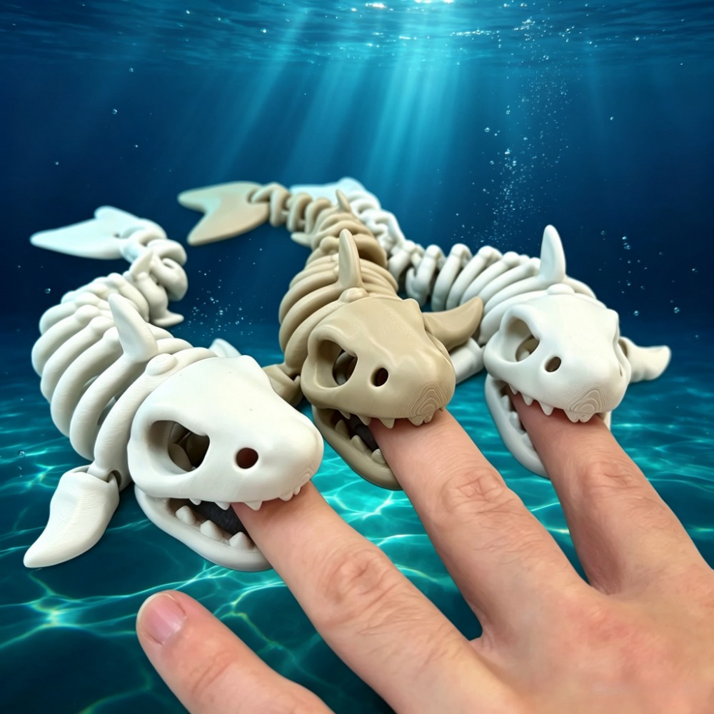 Aquarium Fish Items - โครงกระดูกฉลามตกแต่งตู้ปลา ของตกแต่งแบบขยับได้ สำหรับสัตว์เลื้อยคลาน ตกแต่งตู้ปลา ที่หลบซ่อนสำหรับปลาและกุ้ง อุปกรณ์ตกแต่งตู้ปลา