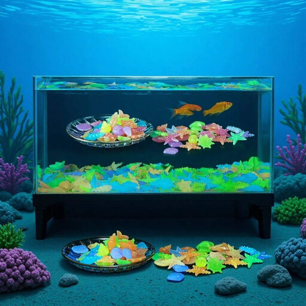 Aquarium Fish Items - หินเรืองแสงในทะเล เปลือกหอยเรืองแสง ปลาดาวหลากสีสัน สำหรับตกแต่งตู้ปลา ตกแต่งภูมิทัศน์ ให้แสงสว่างในตู้ปลา