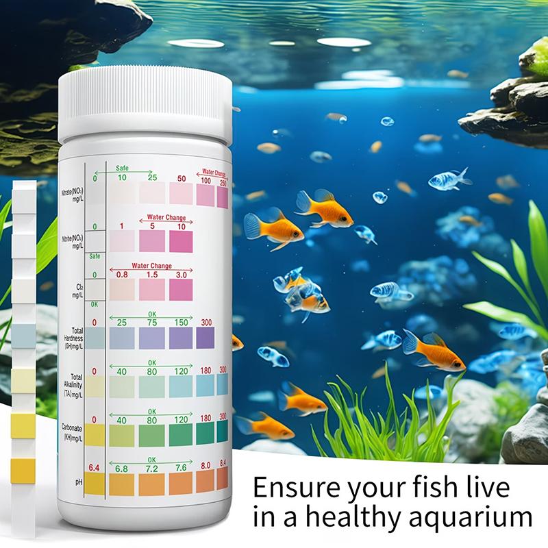 Aquarium Fish Saltwater - แถบตรวจวัดคุณภาพน้ำในตู้ปลา 8 in 1 ชุดทดสอบคุณภาพที่ครอบคลุมสำหรับตู้ปลาทะเลและปะการัง