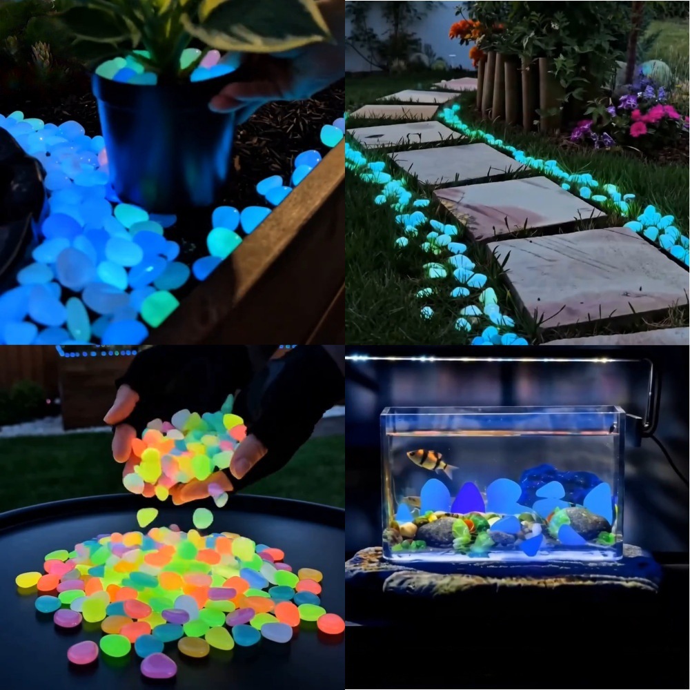 Aquarium Fish Items - หินเรืองแสงหลากสีสันสำหรับตกแต่งสวน ทางเดินกลางแจ้ง ตู้ปลา และกระถางต้นไม้