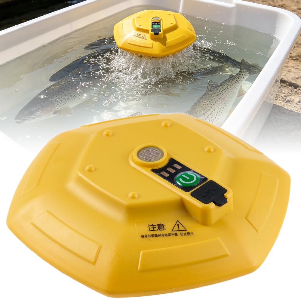 Aquarium Fish Fishing - ปั๊มออกซิเจนแบบพกพาสำหรับตู้ปลาลอยน้ำ, เครื่องเติมอากาศแบบชาร์จได้ 3000mAh กันน้ำระดับ IPX7, ใช้งานได้นานถึง
