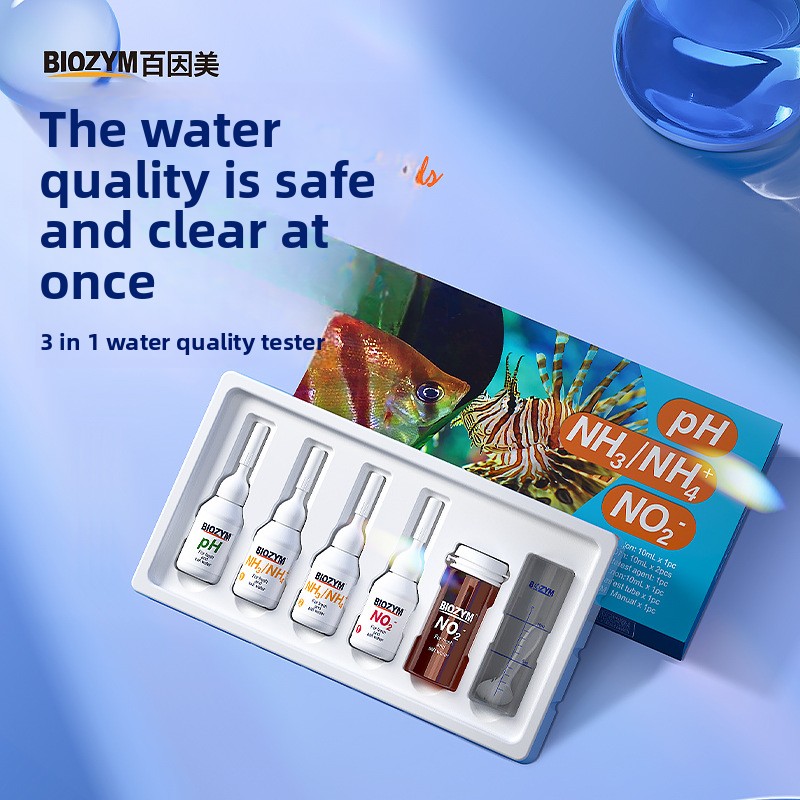 Aquarium Fish Saltwater - BIOZYM Aquarium ชุดทดสอบ-ไนไตรท์/PH/Ammonia เครื่องทดสอบคุณภาพน้ําสําหรับถังปลาน้ําจืดและน้ําเค็ม-Liquid Reagent (NH3/NO2-/pH)