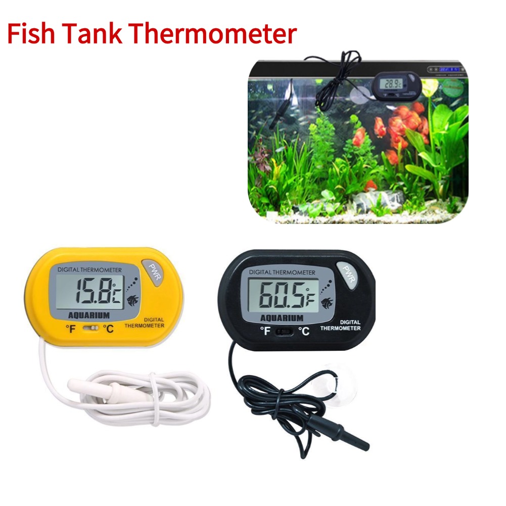 Aquarium Thermometer - เครื่องวัดอุณหภูมิตู้ปลาแบบดิจิตอล LCD เครื่องวัดอุณหภูมิไฟฟ้ากันน้ำพร้อมหัววัด