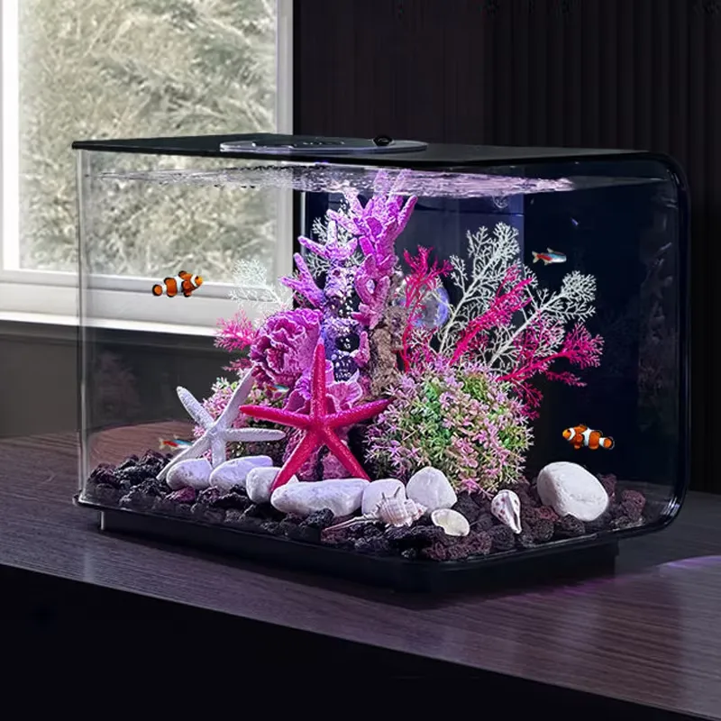 Aquarium Fish Supplier - ตู้ปลาขนาดเล็กสำหรับห้องนั่งเล่น ตู้ปลาตั้งโต๊ะแบบประหยัดพลังงาน ตู้ปลาอะคริลิคขนาดเล็ก