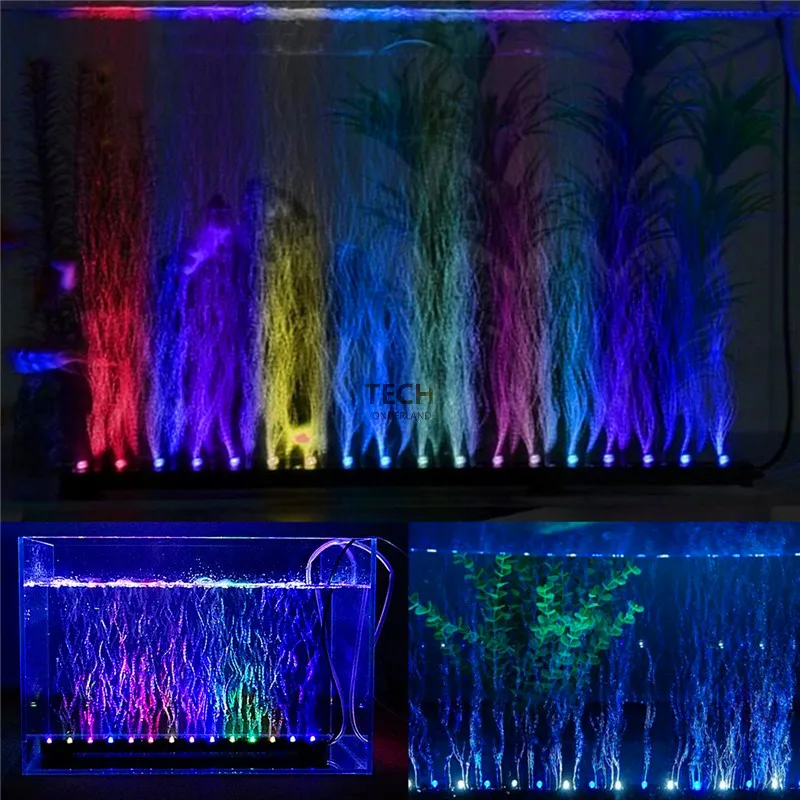 Aquarium Fish Colour - พิพิธภัณฑ์สัตว์น้ําตู้ปลาใต้น้ํา Submersible Air Bubble เปลี่ยนสีไฟ LED