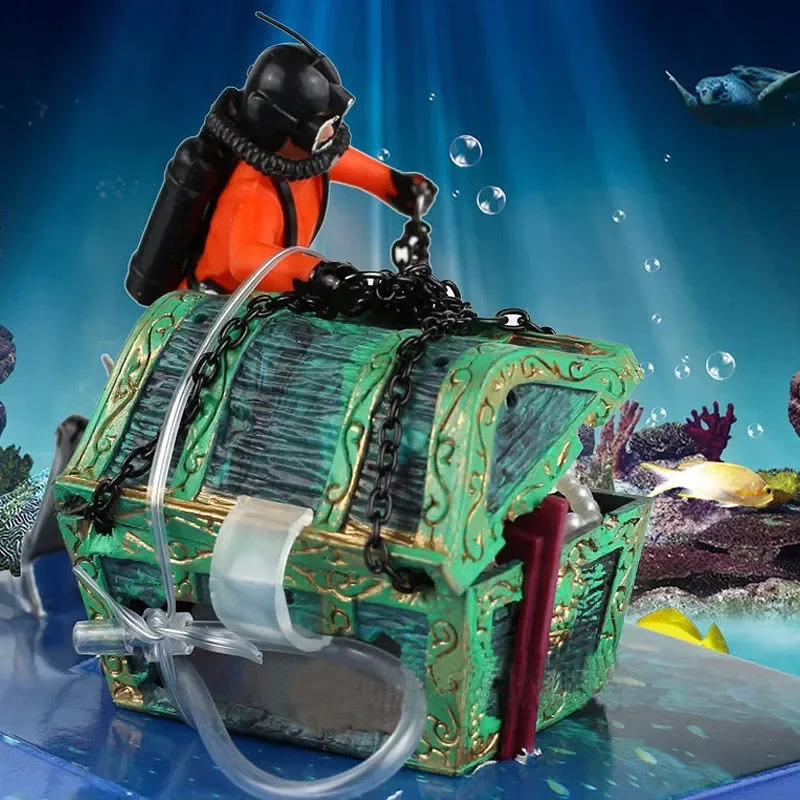 Aquarium Fish Unique - 1 ชิ้นการออกแบบที่ไม่ซ้ํากันเครื่องประดับถังปลา Treasure Hunter Diver Action