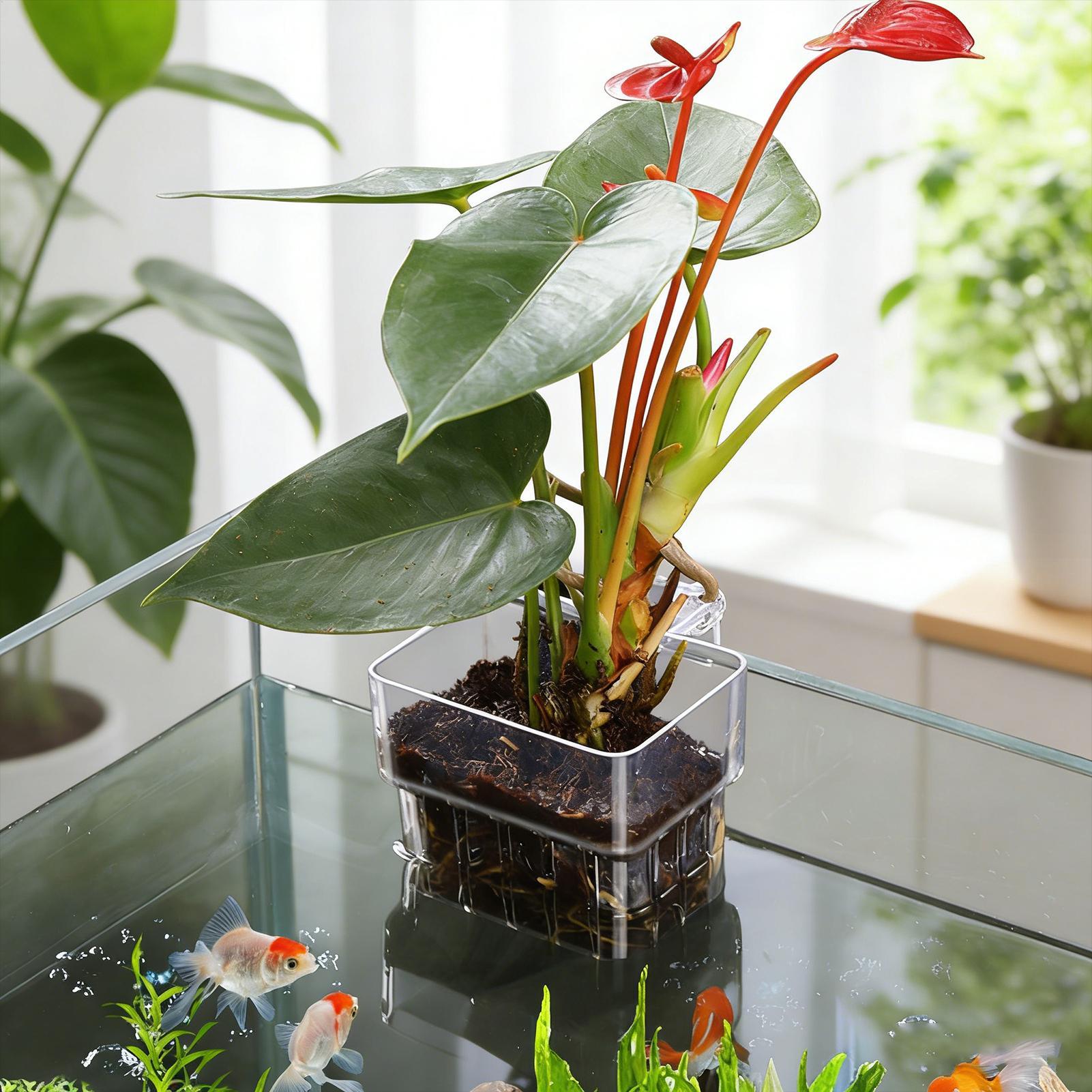 กระถางปลูกพืชแบบแขวนโปร่งใสสำห - Aquarium Fish Pot บทวิจารณ์และราคา