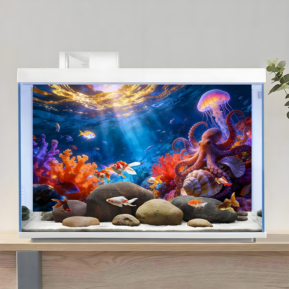 สติกเกอร์ติดพื้นหลังตู้ปลา ลาย - Aquarium Fish Paradise บทวิจารณ์และราคา