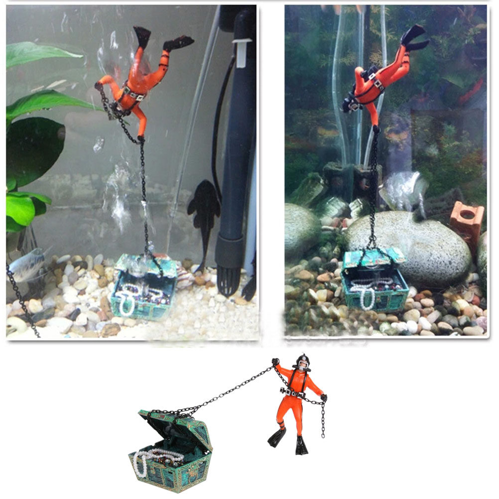 ของตกแต่งตู้ปลา รูปนักดำน้ำ สี - Aquarium Fish Unique บทวิจารณ์และราคา